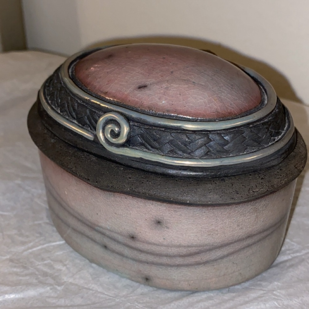 Candone Wharton Raku Box Pottery SIGNED by Artist Vintage